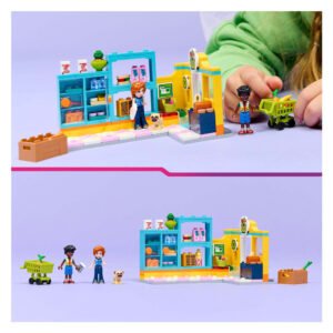 LEGO Friends buurtsupermarkt met winkelwagen, minipoppetjes en accessoires