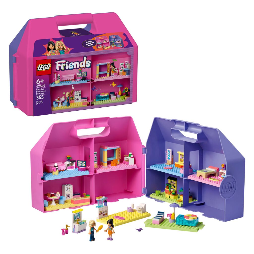 LEGO Friends 42697 Creatieve Poppenhuiskoffer complete set met opbergkoffer en speelruimtes