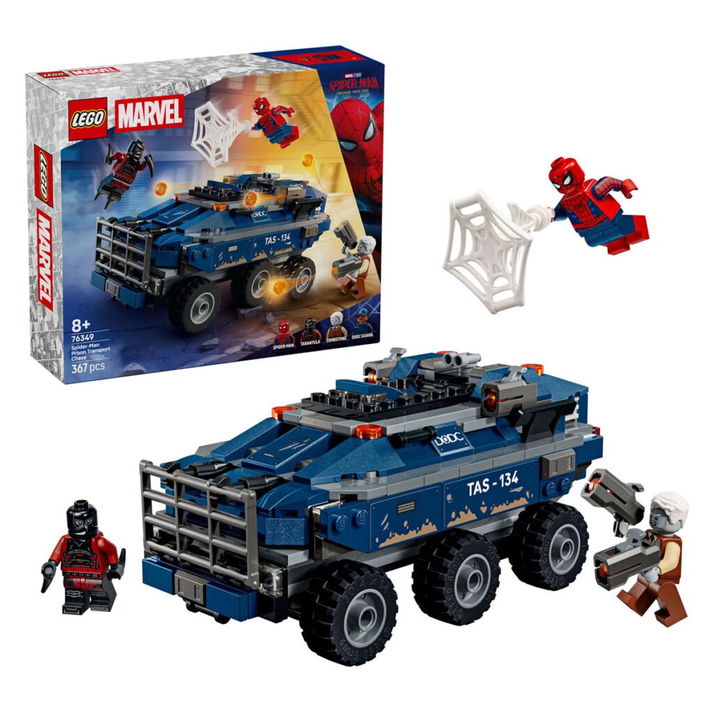 LEGO Marvel 76349 Spider-Man Achtervolging van gevangenistransport met minifiguren en doos
