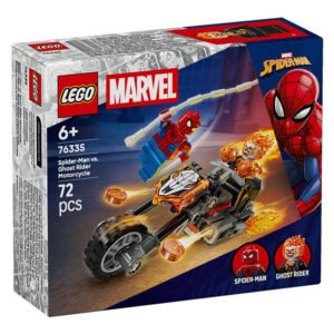 Voorkant verpakking LEGO Marvel Spider-Man vs Ghost Rider motorfiets 76335
