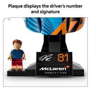 LEGO McLaren F1 helm met Oscar Piastri minifiguur en handtekeningplaat