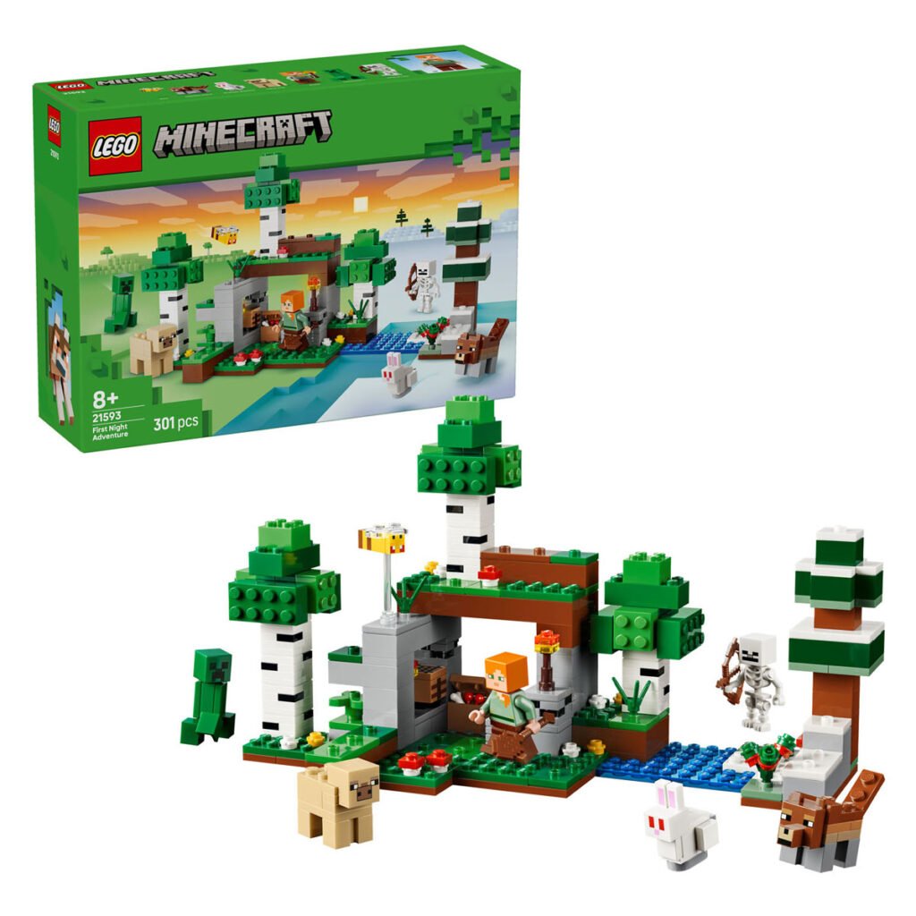 LEGO Minecraft 21593 Eerste Nacht-Avontuur bouwset met verpakking