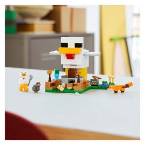 LEGO Minecraft Kippenboerderij 21585 met grote kip, vos en minifiguur