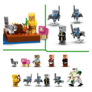 LEGO Minecraft 21596 minifiguren met Oproeper, Iron Golem, kat en schaap