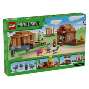 Achterkant van LEGO Minecraft Oproeper Dorpsaanval 21596 verpakking
