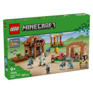 Voorkant verpakking LEGO Minecraft Oproeper Dorpsaanval 21596 bouwset