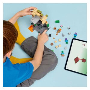 Kind bouwt LEGO Minecraft Zombiekerker met digitale instructies