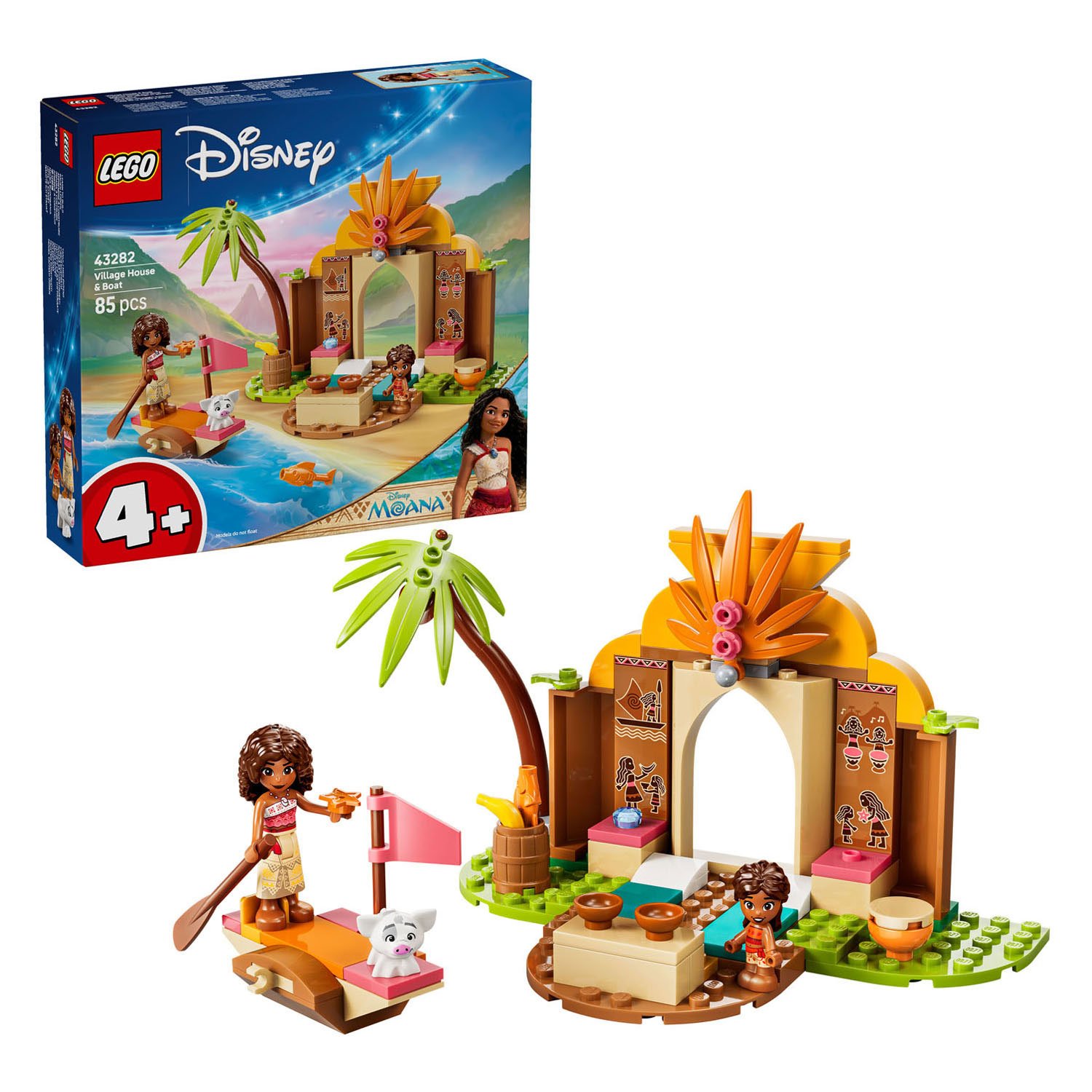 lego-moana-disney-set-doos-overzicht-model LEGO Disney 43282 Disney Princess - Vaiana Dorpshuis en Boot set met doos en model