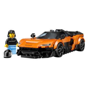 LEGO McLaren W1 raceauto met minifiguur op witte achtergrond