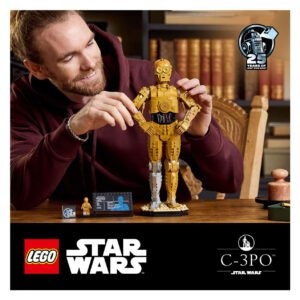LEGO Star Wars C-3PO model met bouwer en 25 jaar jubileumlogo