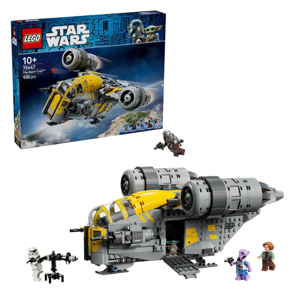 LEGO Star Wars 75447 De Razor Crest bouwset met Mandalorian ruimteschip, minifiguren en doos