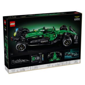 Achterzijde van de LEGO Technic Aston Martin Aramco AMR25 verpakking