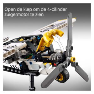 LEGO Technic 42198 junglevliegtuig met zichtbare 4-cilinder zuigermotor