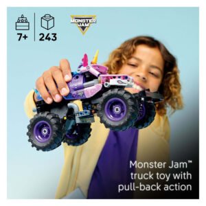 Kind speelt met LEGO Technic Monster Jam Sparkle Smash monstertruck