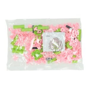 Inhoud Lelebrother Florist Plant Series bouwset met roze en groene bouwstenen