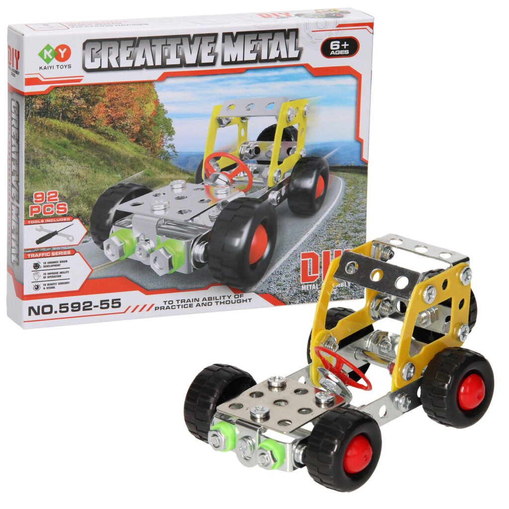 Metalen bouwpakket raceauto 92-delig met verpakking voor kinderen vanaf 6 jaar Constructieset Metaal Cruiser