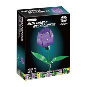 Verpakking van metalen paarse tulp bouwpakket voor kinderen