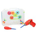 Magic Plate constructieset met bouwbord, tandwielen en elektrische speelgoedboormachine Magic Plate Schroeven & Tandwielen