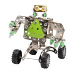 Metalen bouwrobot op wielen van constructiespeelgoed met scharnierende armen Constructieset Robot