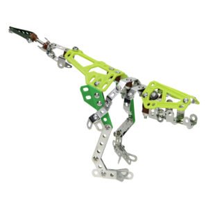 Metalen dinosaurus constructieset in zijaanzicht