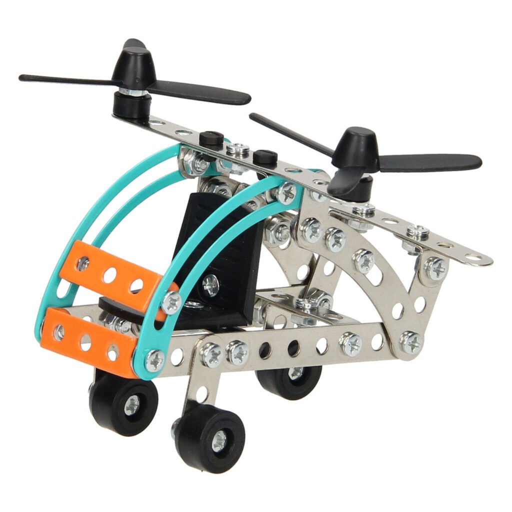 Metalen helikopter bouwpakket STEM constructiemodel met propellers Metalen Bouwpakket Helikopter