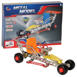 Metalen kart bouwpakket met 109 onderdelen en verpakking Constructie Metaal Raceauto