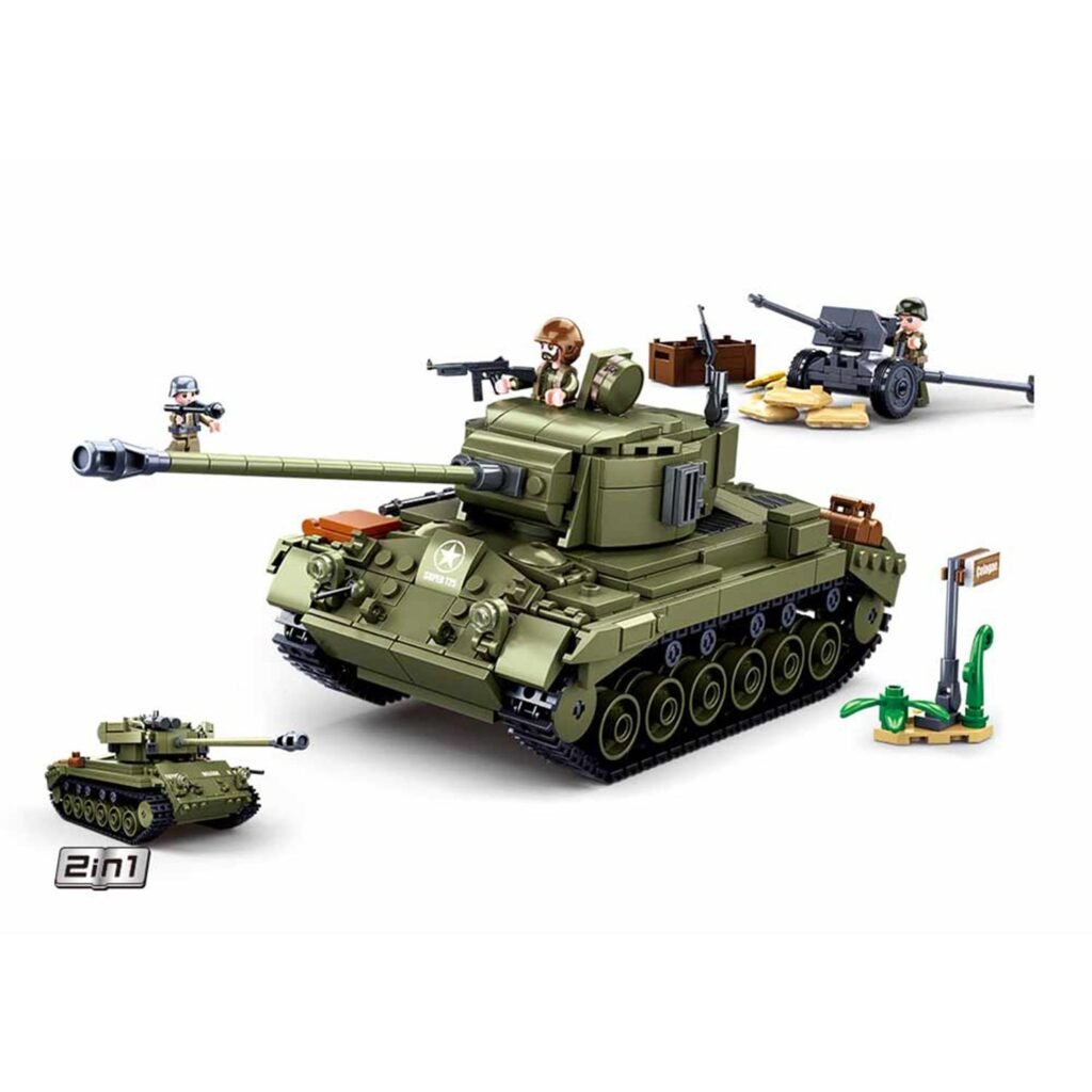 Sluban Army 2-in-1 militaire tank bouwset met minifiguren en kanon Sluban Army - Medium Tank Groen