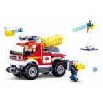 Sluban brandweerwagen bouwset met draaibaar waterkanon en brandweerfiguur Sluban Off-road Blusvoertuig