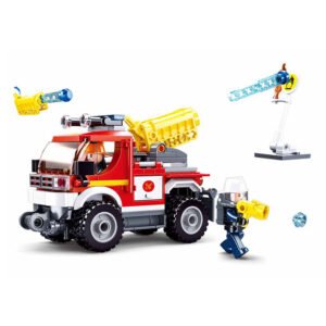 Sluban brandweerwagen bouwset met draaibaar waterkanon en brandweerfiguur Sluban Off-road Blusvoertuig