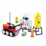 Sluban Fire rupsvoertuig met chemische opslag en brandweer minifiguur Sluban Brandweer Robot Oefening