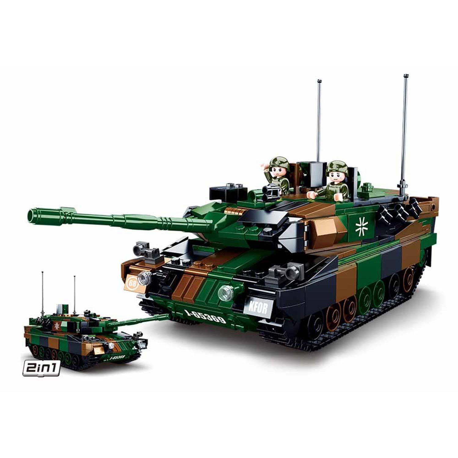 sluban-modelbricks-2-in-1-militaire-tank-bouwset-camouflage Sluban ModelBricks 2-in-1 militaire tank bouwset met camouflage Sluban Army - Main Battle Tank Europe