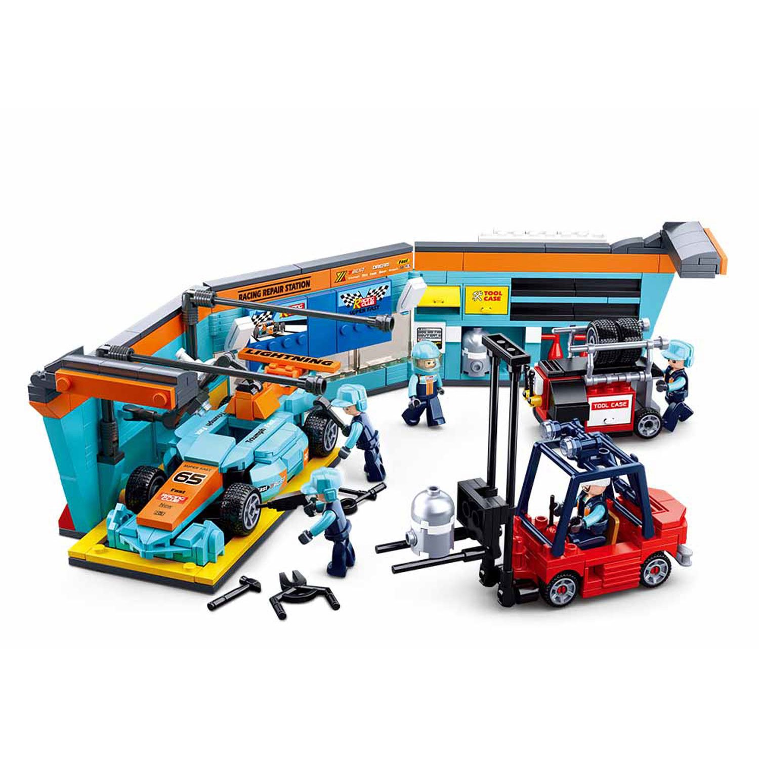 sluban-racing-team-pitstraat-formule-raceauto-onderhoud Sluban Racing Team pitstraat met Formule raceauto en onderhoudsploeg" Sluban Racing Team - Pitstraat