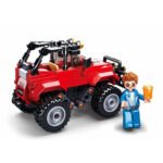 Sluban Town rode 4x4 bouwset met minifiguur en offroad voertuig Sluban Rode Offroader