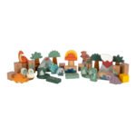 Volledige set houten educatieve speelgoedblokken in studio-opstelling Small Foot - Houten Bouwblokken Dino
