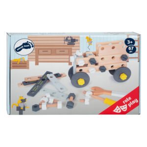Verpakking houten constructiespeelgoed auto bouwset