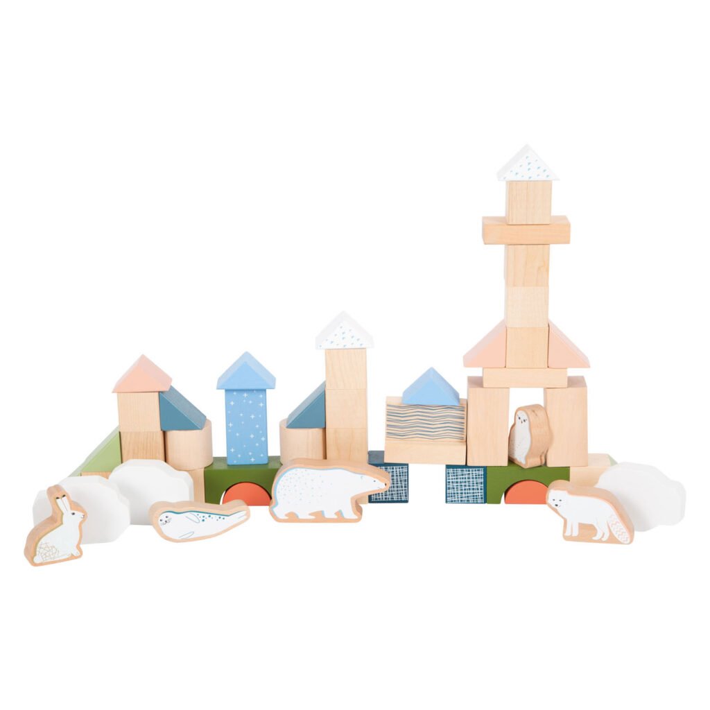 Wooden toy village with buildings and arctic animal figures Small Foot - Houten Bouwblokken Arctic