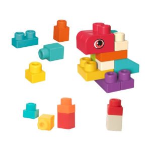 Zachte bouwblokken op wielen in dierenvorm
