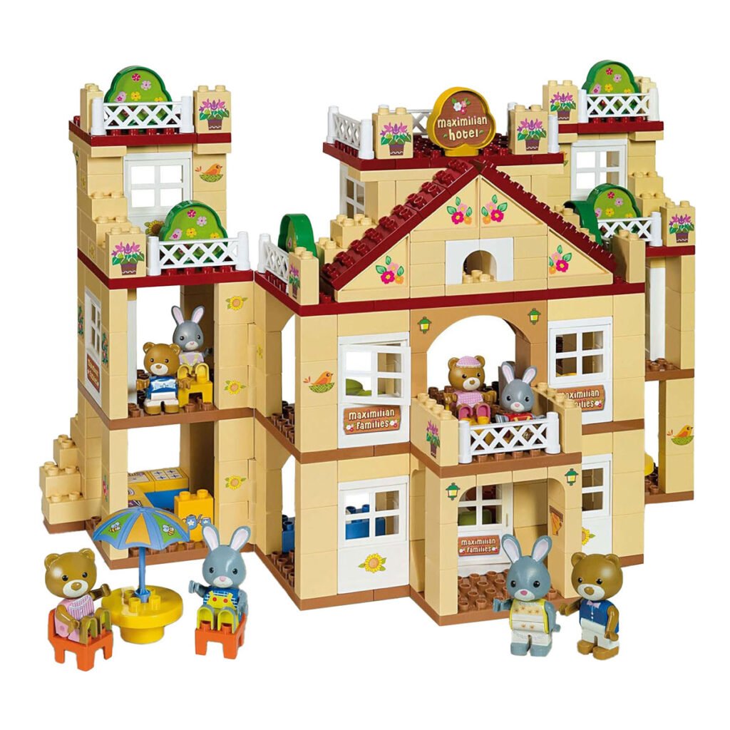 Maximilian Families speelgoedhotel met dierenfiguren en bouwstenen Maximilian Families Unico Huis