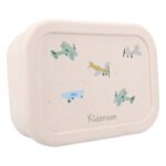 Kidzroom siliconen lunchbox vliegtuigen schuin aanzicht Kidzroom Broodtrommel Lovely Lunch Vliegtuigen