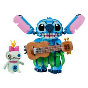 LEGO Stitch en Scrump figuur met roze oren en grote blauwe ogen