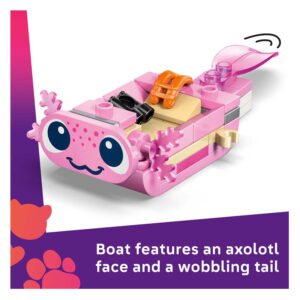 Roze LEGO Axolotl boot met beweegbare staart detail