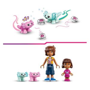 LEGO Friends Axolotl figuren met roze en blauwe dieren