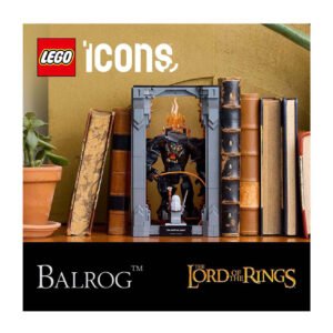 LEGO Icons Lord of the Rings Balrog boekensteun met vlammen en boeken