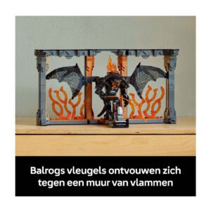 LEGO Icons Balrog boekensteun met vleugels en muur van vlammen