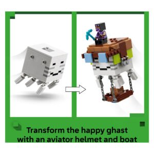 LEGO Minecraft Ghast met pilotenhelm en boot