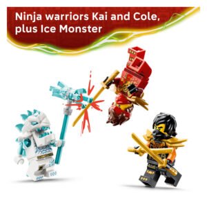 LEGO NINJAGO minifiguren Kai, Cole en het IJsmonster