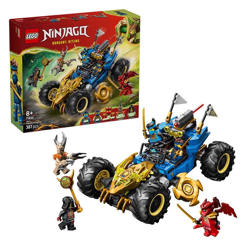 lego-ninjago-jays-transformerende-auto-met-minifiguren-en-doos LEGO NINJAGO 71856 Jay's transformerende auto met minifiguren en doos