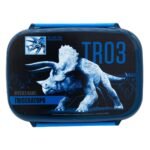 Blauwe Jurassic World lunchbox met Triceratops op deksel Jurassic World Broodtrommel