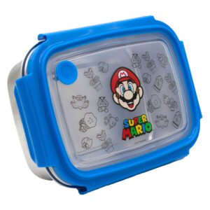 Blauwe Super Mario lunchbox met transparant deksel