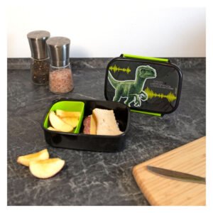 Dinosaurus lunchbox voor kinderen met brood en appel